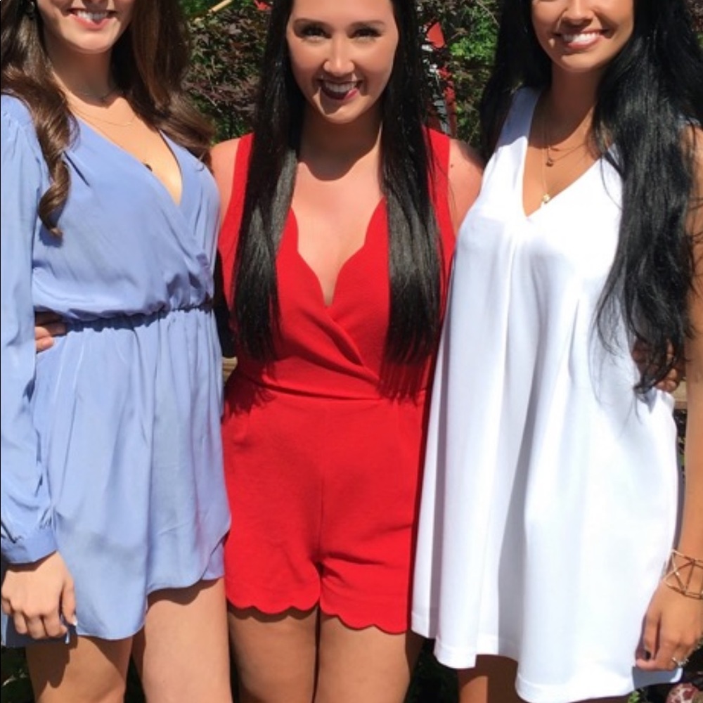 Red textured romper